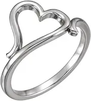 [JewelryWeb] 925 Sterling Silver Love Heart Ring Size 6.5 Statement-Ring for Women