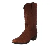 Mens Cognac Alligator Tail Print Western Wear Leather Cowboy Boots Pointed Toe