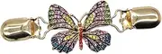 [Perfeclan] Fashionable Sweater Cardigan Clip, Butterfly Shaped Jewelry Rhinestones Multicolor Cloak Clasps for Dresses Jackets Blouse Cape wearing