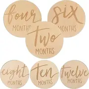 ibasenice 6 Pcs Month Card Organizer Month Milestone Signs Milestone for Girl Month Blocks for Milestones Announcement Monthly Milestone Wooden