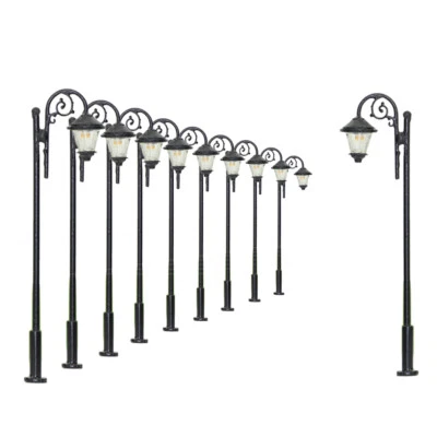 10pcs Model Railway Train Lamp Post Street Lights HO OO Scale LEDs 6.5cm