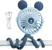 Portable Stroller Fan Rechargeable Stroller Fan with Tripod Clip | Quiet Fan of Portable Electric Trolley Camping Personal Fan
