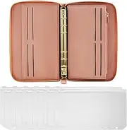 Tiabiaya Money Saving Wallet with 12Pcs Cash Transparent Envelopes, A6 Cash Budget Envelope Wallet System, Binder Note for Budgeting and Saving Money, PU Leather Ring Binder