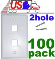 Lot100pk Keystone flush Wall face Plate 2/Two/Dual mount Hole/Jack/Port{WHITE