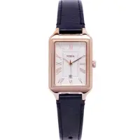 在飛比找momo購物網優惠-【FOSSIL】羅馬時間刻度皮革錶帶手錶-銀色面x黑色/24