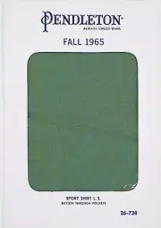 Vintage PENDLETON Virgin Wool brown Fabric swatch sample Fall 1965 green shirt