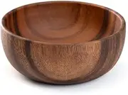 [Veulrn] Wooden Salad Bowl Round Dessert Displays Serving Trays Fruit Food Salads Snack Soup Bowl for Home Coffee Shop E