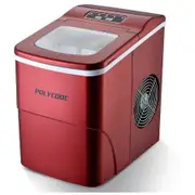 POLYCOOL 2L Portable Ice Cube Maker Machine Automatic with Control Panel, Red