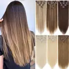 Clearance Human Hair Extensions Clip In Hair Weft Full Head 8 Pieces Thick Ombre