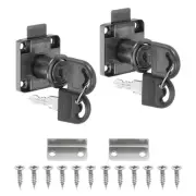 Cylinder Cabinet Cam Lock 7/8" 2Pcs Keys Alike Alloy Tool Box Lock,Black