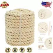 Triple Twisted Cotton Rope 1" x 100ft - Perfect for Crafts, Tug of War & More!
