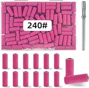 100 Pieces (Pink 240 Grit) Small Sanding Bands for Nail Drill Bits,Nail Drill Bits,Extremely Fine Grit Mini Sanding Band,Drill Bits for Nails,Upgraded Mandrel Bits d