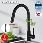 LaveLuxe Black Pull Out Kitchen Laundry Sink Mixer Tap Swivel Spout Faucet Round