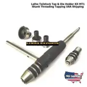 Lathe Tailstock Tap & Die Holder Kit MT1 Shank Threading Tapping Set USA