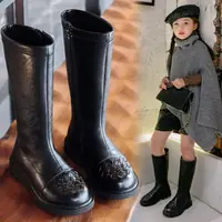 在飛比找樂天市場購物網優惠-女童靴子2021年冬季新款兒童高筒馬丁靴真皮女孩長靴小皮靴長