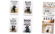 Black Labrador Retriever Dog Kitchen Towels Set of 4, Dog-labrador Black