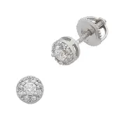 Bevilles 5mm Children's Cubic Zirconia Cluster Screw Back Earrings in Sterling Silver Stud