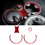 4pcs Red Carbon Fiber Cup Holder Cigarette Lighter Sticker Trim For Mini Cooper (for: Mini)