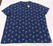 Mens POLO Ralph Lauren Short Sleeve Tropical All Over Print Palm Tree Sz 3XB