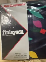 Vintage 1980s Finlayson Burlington FULL Bedsheet Dark Blue Abstract Floral NIP