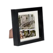 Nicola Spring 6 x 6 3D Shadow Box Photo Frame - Craft Display Picture Frame with 4 x 4 Mount - Glass Aperture - Black