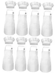 8 Set Kids Apron and Chef Hat Set Kids Apron with 2 Pockets Adjustable for