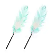 Feather Pen, 2Pcs Ostrich Vintage Feather Quill Pen 1mm Black Ink Pen, Black