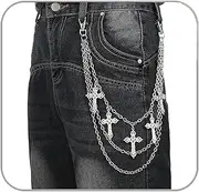 [ZEKEE] Punk Wallet Chain for Men & Women Gothic Cross Layered Jeans Biker Hip Hop Rock Pants Chain, 20'', Zinc alloy, No Gemstone
