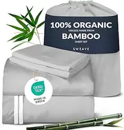 100% Organic Viscose Derived from Bamboo Cal King Sheet Set -The Only Sheets with 100% Pure Viscose & No Blend -Luxuriously Soft, Breathable & Naturally Cooling- Ideal for Sensitive Skin- Light Grey