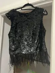 rachel gilbert top sequence top with feathers BNWT