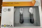 BOSKA Holland Explore Collection 4 Piece Cheese Set Gouda 3 Knives & Glass Board