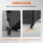 Foldable Stair Climbing Cart 53L Adjustable Handle Lid Shopping Trolley