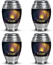 Peacock Urns for Ashes, Keepsake Urn for Ash, Small Cremation for Human Adult, Mini Decorative Gift for Female, Burial & Funeral, Brown, 3 Inch (Set fo 4)