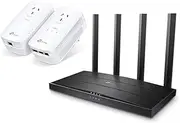 [TP-Link] Archer Mesh System- PLC Bundle, AX1500 Wi-Fi 6 Router, Dual-Band, MU-MIMO, OFDMA, Easy Setup, AV1300 3-Port Gigabit Powerline (Archer AX12/TL-PA8033P KIT)