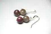Tourmaline Ruby Red 10mm Ball Natural Gemstone .925 Silver Hook Earrings 1 1/2"