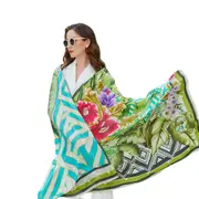 ANYYOU 100% Mulberry Silk Avocado Green Long Scarf Luxury Brand Women Beach Shawl Wear Swimwear Pashimina Face Shield Foulard