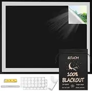 ECUCM Blackout Curtains, 300 x 145CM Blackout Blinds Window Coverings, 100% Room Darkening Black Out Blinds Stick on for Baby Nursery Kids Bedroom Temporary Portable Travel