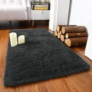 Soft Runner Rug for Bedroom Living Room Plush Fluffy Rug 2x3 2' x 3' Dark Grey
