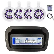 Dual Marine Radio,Spa Bezel,Adapter, Antenna,Wire, 4x 4" 300W LED White Speakers