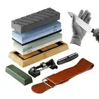Whetstone Sharpener Stone Set 4 Side Grit 400/1000 3000/8000 Knife Sharpening