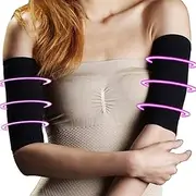 Zzple Men Sleeves 2 Pairs Arm Sleeve Weight Loss Calories Off Slim Slimming Arm Shaper Massager Sleeve Wrap Weight Loss Fat Burning Running Arm Warmers (Color : Black, Size : One Size)