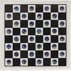 15" Shiny Gemstones Inlay Chess Game Table White Square Marble Coffee Table Top