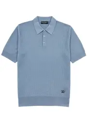 Dolce & Gabbana Knitted Polo Shirt - Light Blue - 46 (IT46 / S) 46 (IT46 / S)