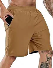 [Haimont] Men's Running Shorts 7" Quick Dry Lightweight Athletic Shorts with Zipper Pockets for Workout Gym Training Outdoor