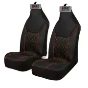 FOR FIAT PANDA ALL YEARS - LUXURY QUILTED RED PIPING CAR SEAT COVERS 2 x FRONTS