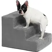 Portable Dog Stairs, Pet Stairs 3-Step Anti-Slip Rubber Bottom Memory Foam Dog Steps with Removable Washable Cover for Smaller & Elder Pets, Sturdy Steps for Dog Under 50 Pounds