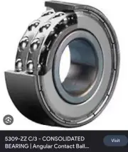 Angular Contact Ball Bearing 5309-ZZ C/3 Consolidated Bearings New