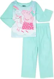 Peppa Pig and Magical Unicorn Toddler Girl's Mint Green Flannel Pajama Set