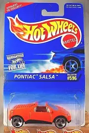 1996 Vintage Hot Wheels Blue/White Card #596 PONTIAC SALSA Orange w/3 Sp Variant