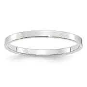 Solid 10K White Gold 2mm Light Weight Flat Men's/Women's Wedding Band Ring Size 8.5